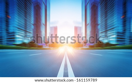 The sunset of the busy roads of major cities
