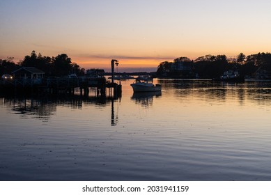 A Sunset By The Dock At Manchester By The Sea In Massachusetts