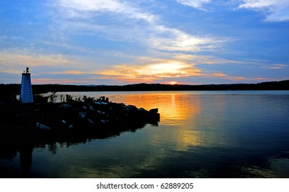 sunset by the lake