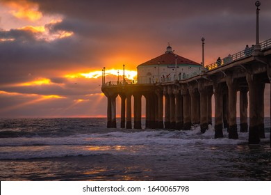 Sunset By The Manhattan Pier California