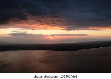 Sunset by the mountain