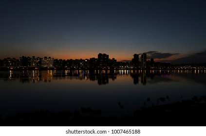 Sunset by river