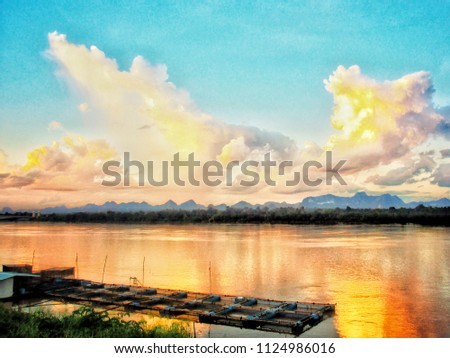 Sunset by the river,wallpeper