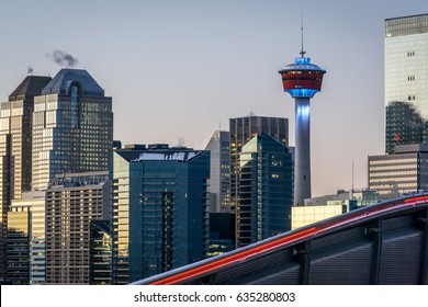 Sunset of Calgary skyline, Alberta, Canada