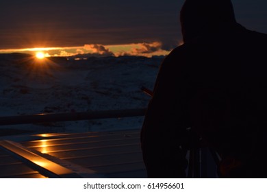 sunset with cameraman