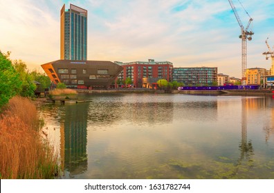 Sunset At Canada Water In London