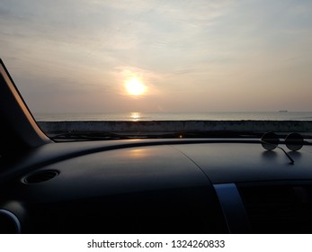 Sunset from car