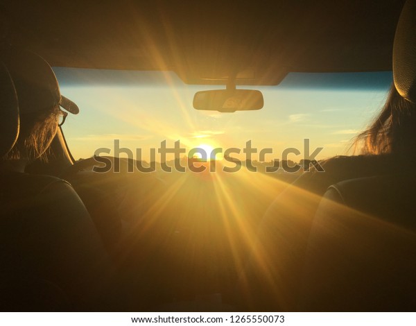 Sunset from\
car