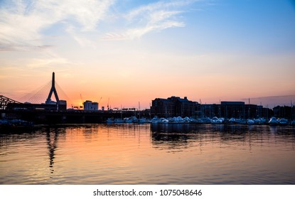 Sunset At Charlestown Bridge, Boston, MA.