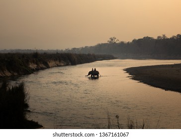 Sunset At Chitwan National Park.