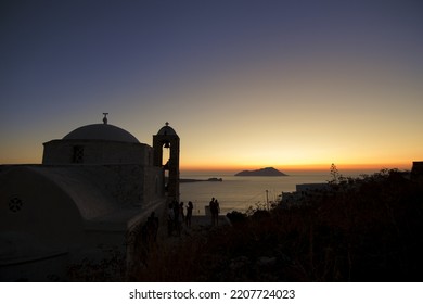 Sunset Church In Milos Greece