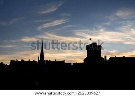 a sunset in the city