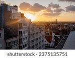 Sunset in a city, Knokke-Heist