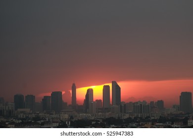 sunset and city scape background ,sky twilight