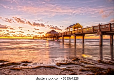 Sunset At Clearwater Beach Pier Florida