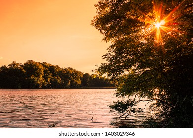 Sunset At Clopper Lake In Gaithersburg Maryland.