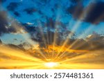Sunset clouds and sunset dramatic sky, dramatic sky with sun light