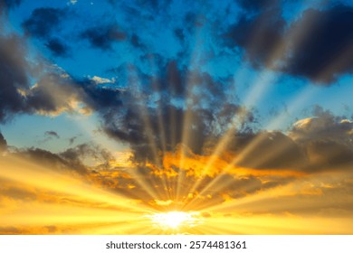 Sunset clouds and sunset dramatic sky, dramatic sky with sun light