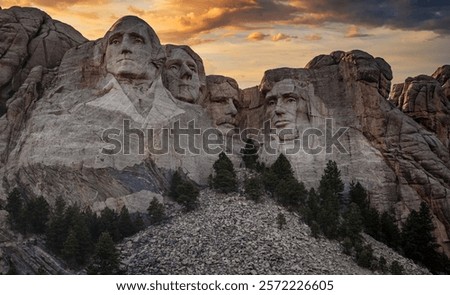 Sunset Clouds on Mount Rushmore, Mount Rushmore National Memorial, South Dakota, USA