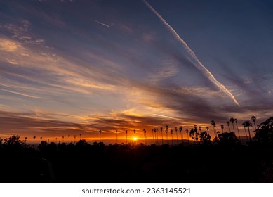 Sunset with Clouds and Palm Trees
