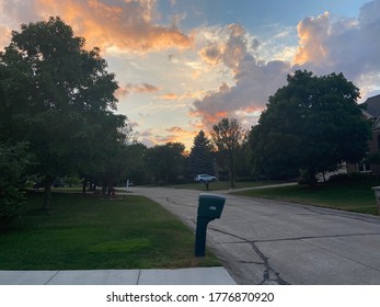 Sunset with clouds and trees