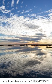 sunset with clouds in the water