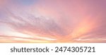 Sunset Cloudscape Panorama with Pink and Purple Hues, Serene Sky, Vibrant Sunset Colors, Soft Cloud Patterns, Peaceful Evening Atmosphere, Colorful Twilight Skyline