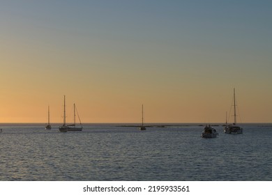 Sunset Of The Coast Of The City Of Cádiz, Spain - 19 August 2022