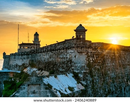 Sunset in colonial Fort El Morro in Havana, Cuba
