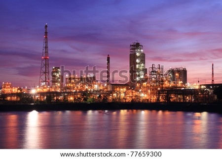 Sunset colorful sky and petrochemical industry.