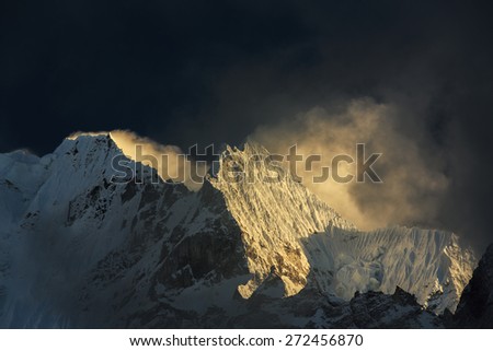 Sunset colors in Himalaya, Nepal