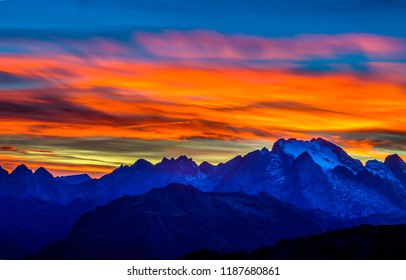 Sunset Colors Mountain Sky Landscape