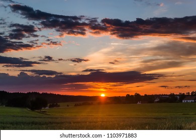 Sunset in countryside in czech republic
