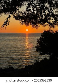 Sunset At Croatia, Pula . Verudela Beach.