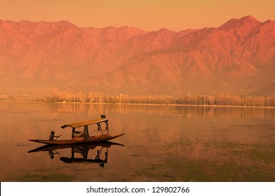 Sunset Dal Lake in Srinagar, Kashmir, India