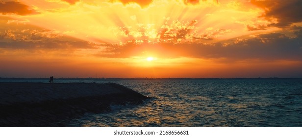 Sunset In Dammam Corniche, Saudi Arabia.