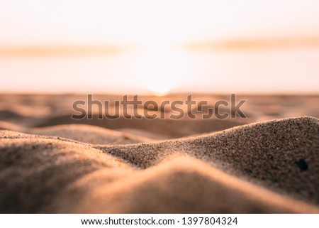 Sunset - dawn on the beach, sand close-up