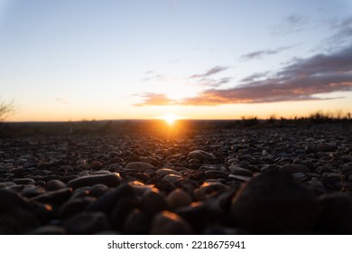 Sunset in the desert .