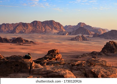 sunset in the desert Wadi Rum, Jordan - Shutterstock ID 1730120926