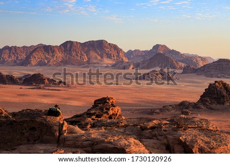 sunset in the desert Wadi Rum, Jordan