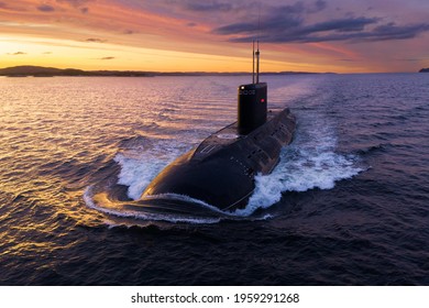Sunset with Diesel Electric Submarine, Kola Bay, September 2019.