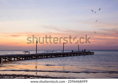 Sunset at the docks in Holbox, Mexico