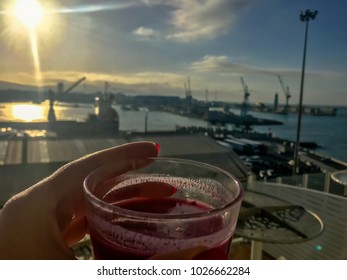 sunset drink with background