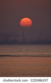 Sunset At Dumas Beach Of Surat In Gujarat.