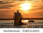 Sunset Duxbury Pier Lighthouse Bug Light Plymouth Harbor Massachusetts