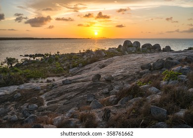 Sunset At East Woody Island The Famous Beach Of Nhulunbuy Town In Arnhem Land, Northern Territory State Of Australia.