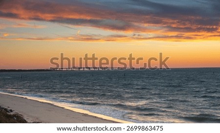 Sunset from eastern shore side of the Chesapeake Bay Bridge Tunnel