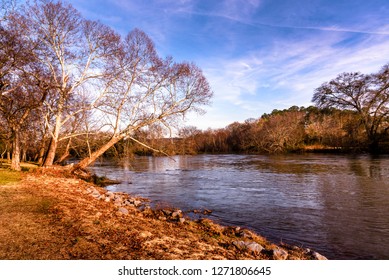 Sunset In Etowah River Just Behind Indian Mounds