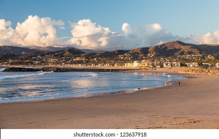 Sunset evening in Ventura with beach framing town