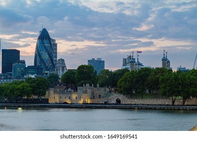 Sunset exterior view of the Tower of London at United Kingdom